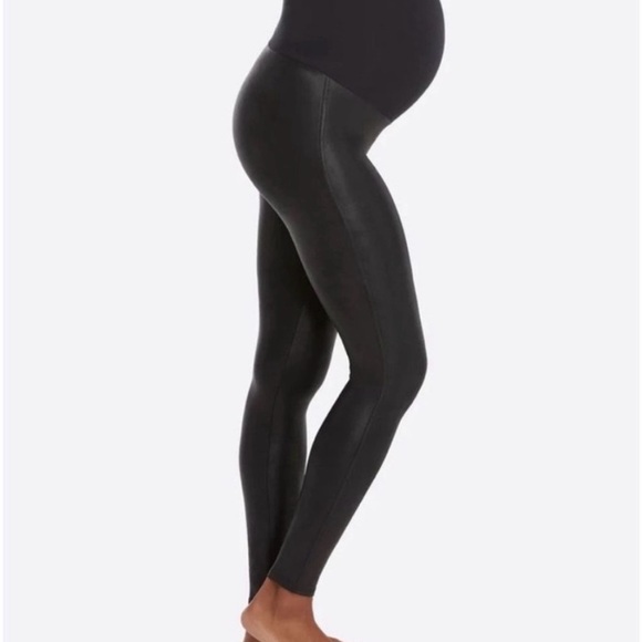 SPANX Shiny Black Maternity Leggings - Picture 2 of 5